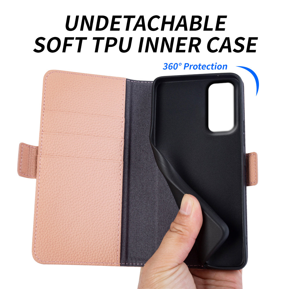 Litchi Texture Cover for Samsung Galaxy M23 5G / F23 5G Genuine Cow Leather TPU Wallet Stand Phone Case