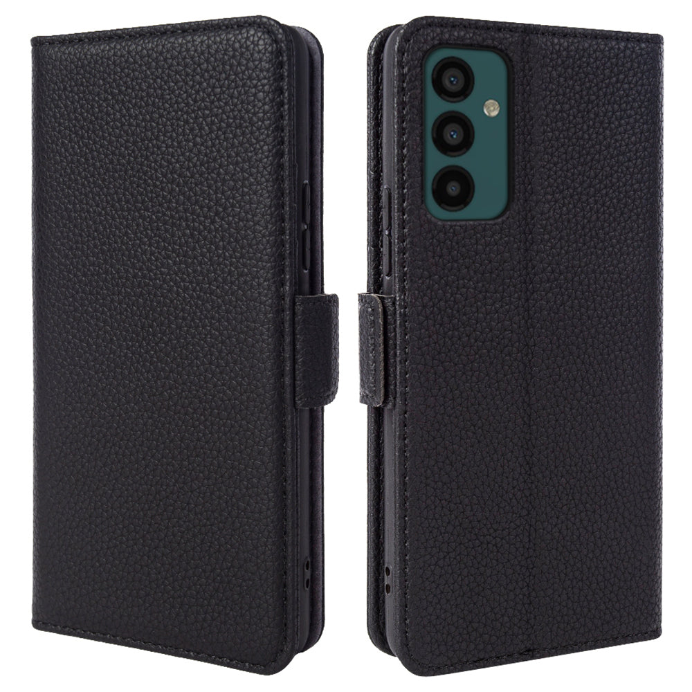 Litchi Texture Cover for Samsung Galaxy M23 5G / F23 5G Genuine Cow Leather TPU Wallet Stand Phone Case