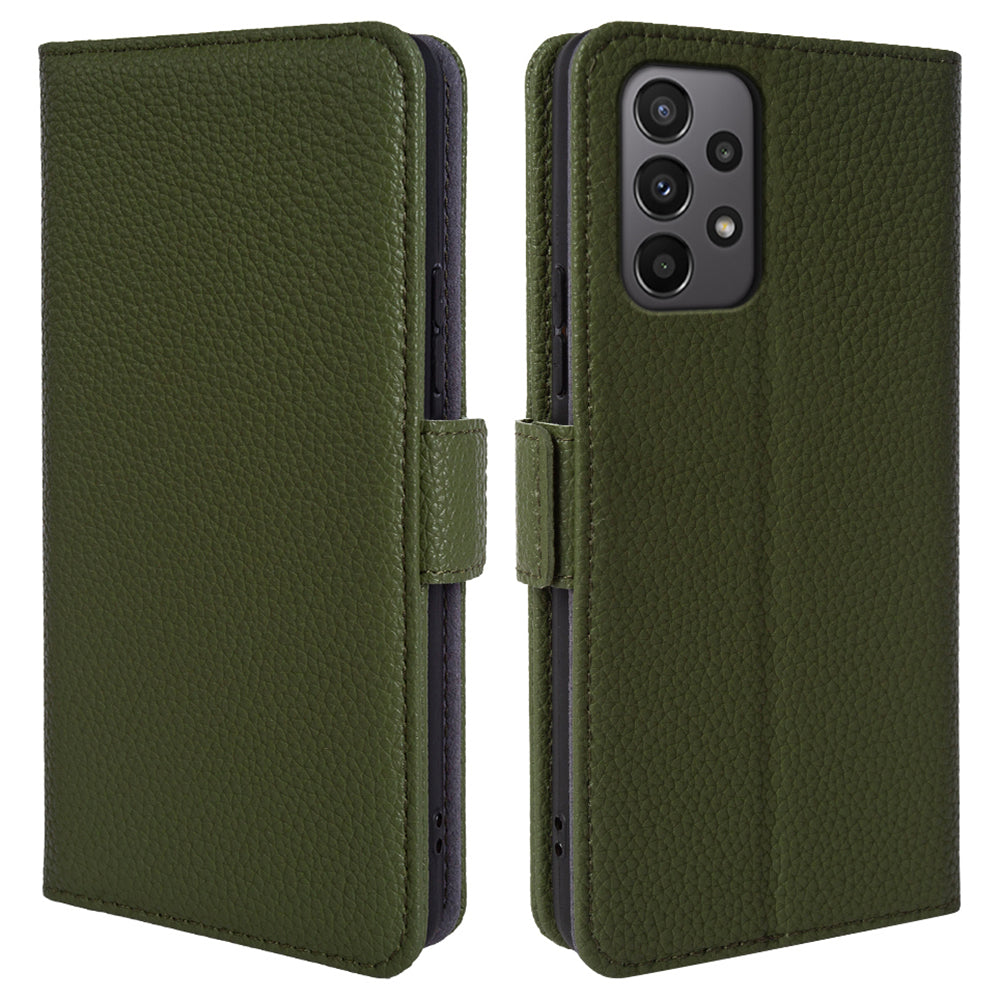 For Samsung Galaxy A72 4G / 5G Genuine Cow Leather Wallet Stand Cover Litchi Texture Phone Flip Case