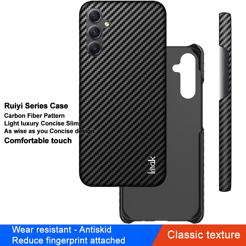 IMAK Ruiyi Series for Samsung Galaxy A54 5G Carbon Fiber Texture Back Cover PU Leather Coated PC Phone Case