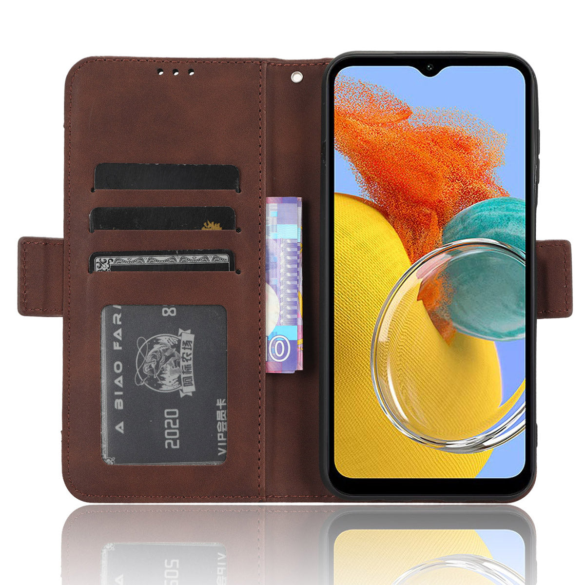 For Samsung Galaxy M54 5G / F54 5G PU Leather Phone Case Multiple Card Slots Wallet Stand Flip Cover