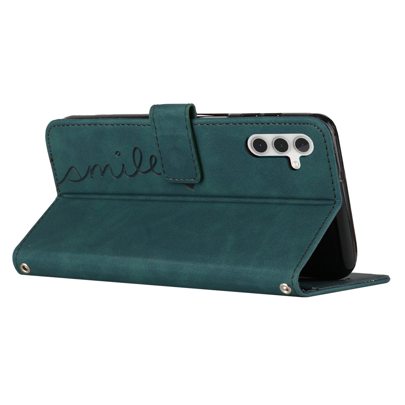For Samsung Galaxy A24 4G PU Leather Stand Case Heart Shape Wallet Phone Cover with Shoulder Strap