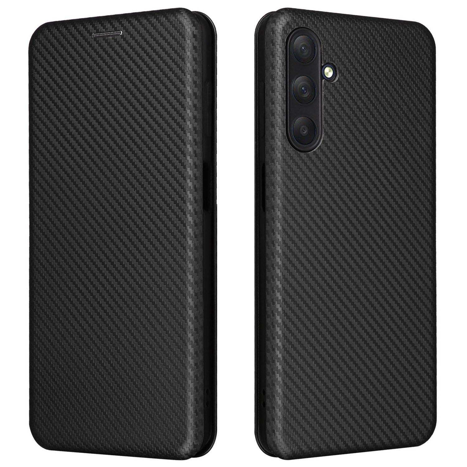 For Samsung Galaxy M54 5G / F54 5G PU Leather Carbon Fiber Texture Phone Case Stand Card Slot Magnetic Cover