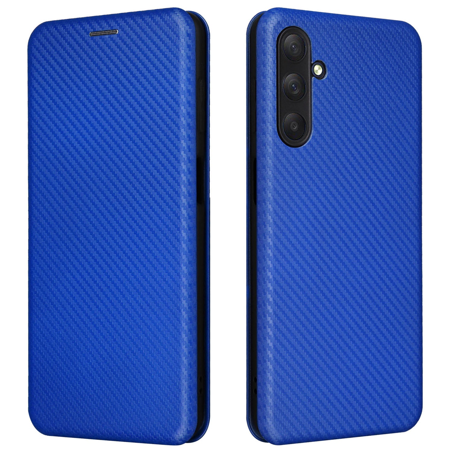 For Samsung Galaxy M54 5G / F54 5G PU Leather Carbon Fiber Texture Phone Case Stand Card Slot Magnetic Cover