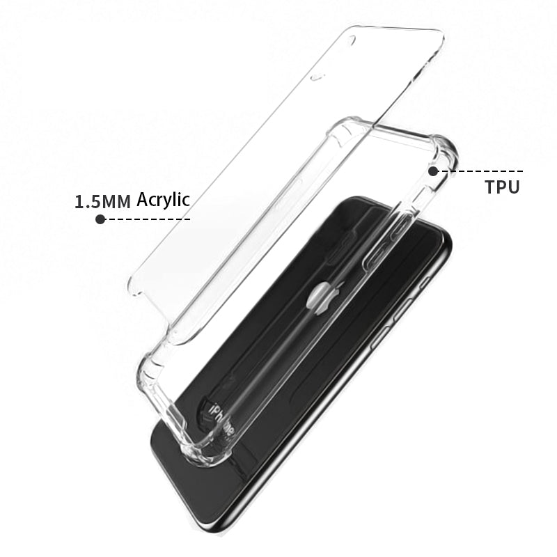 10Pcs 1.5mm Clear Phone Case for iPhone 14 Acrylic + TPU Reinforced Corner Phone Cover