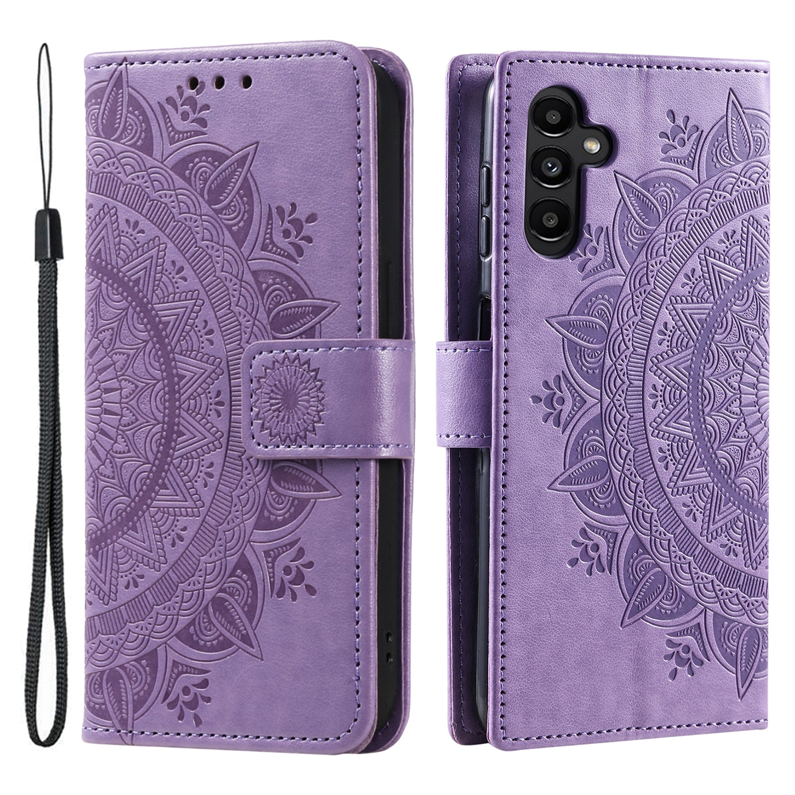 For Samsung Galaxy M54 5G / F54 5G Anti-Scratch PU Leather Wallet Phone Case Mandala Flower Pattern Stand Cover