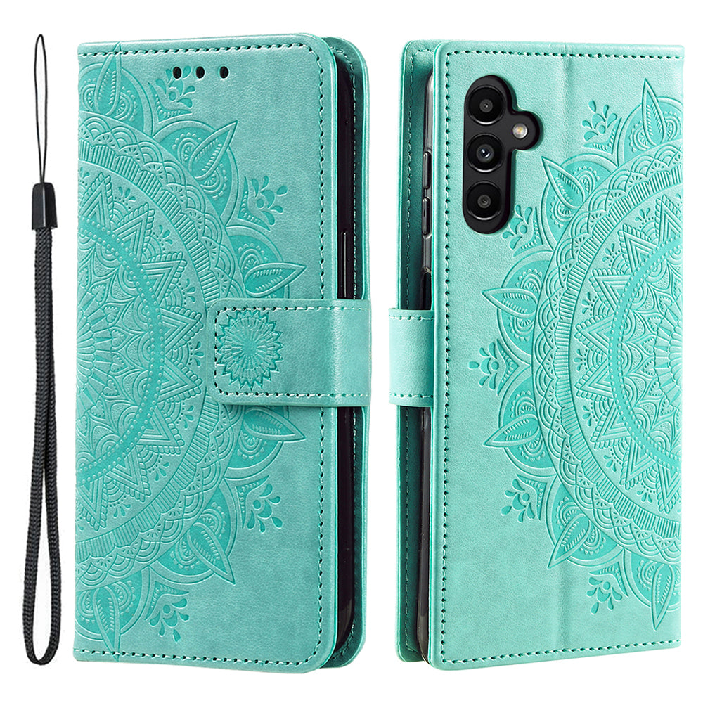 For Samsung Galaxy M54 5G / F54 5G Anti-Scratch PU Leather Wallet Phone Case Mandala Flower Pattern Stand Cover
