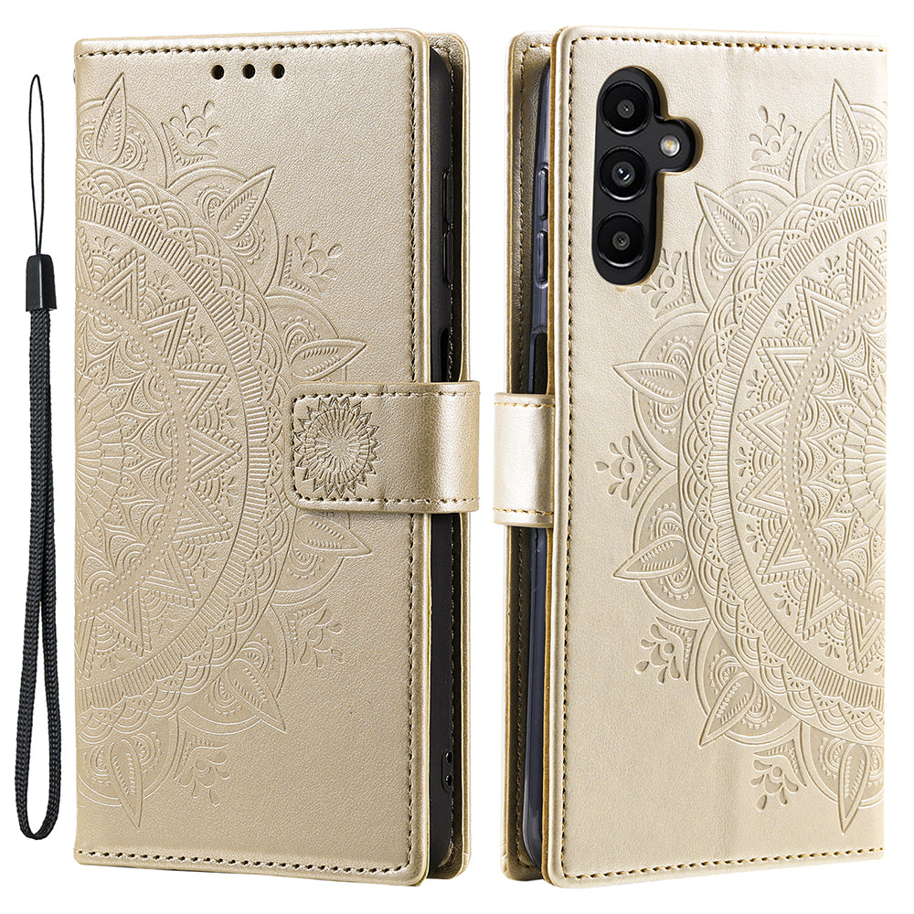 For Samsung Galaxy M54 5G / F54 5G Anti-Scratch PU Leather Wallet Phone Case Mandala Flower Pattern Stand Cover