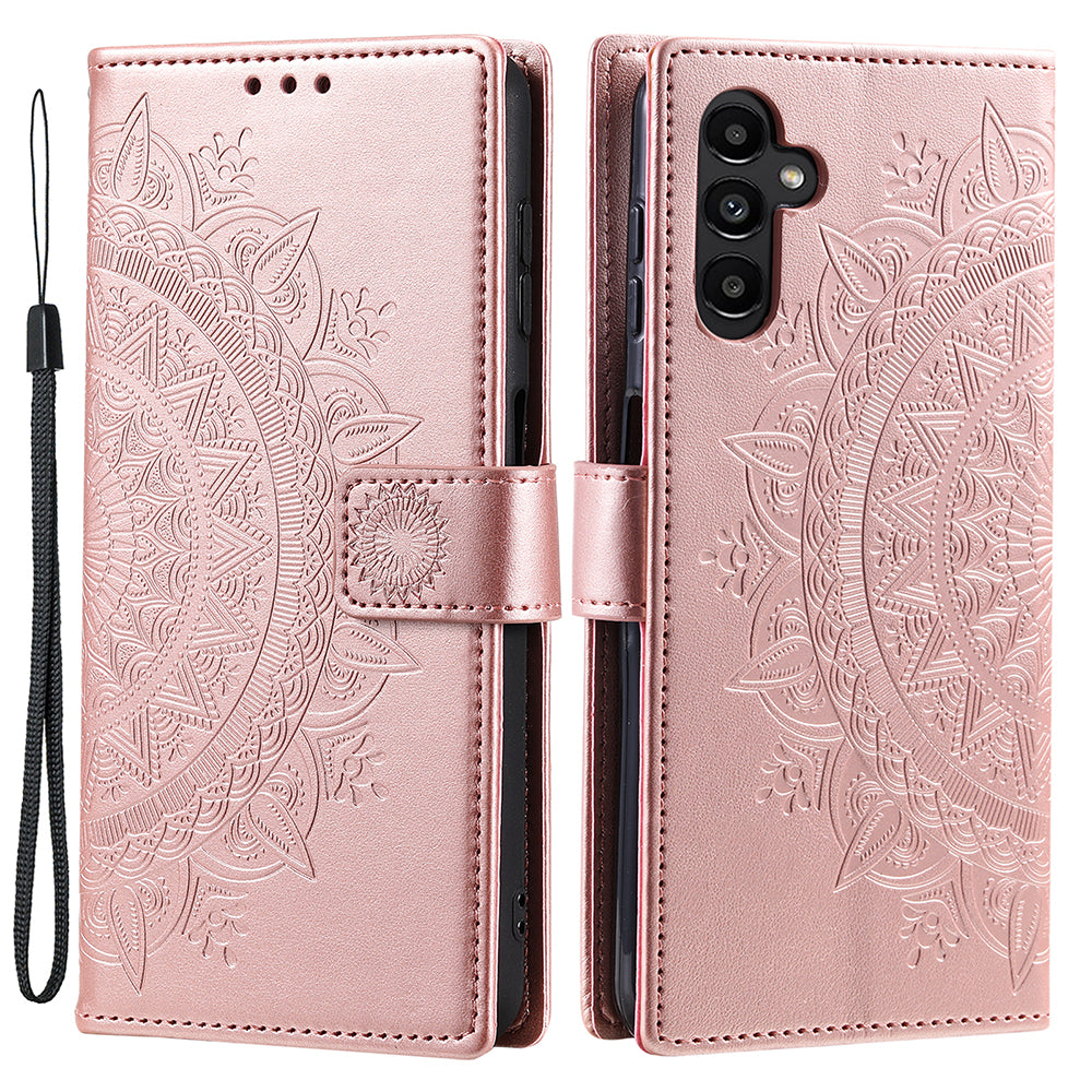 For Samsung Galaxy M54 5G / F54 5G Anti-Scratch PU Leather Wallet Phone Case Mandala Flower Pattern Stand Cover