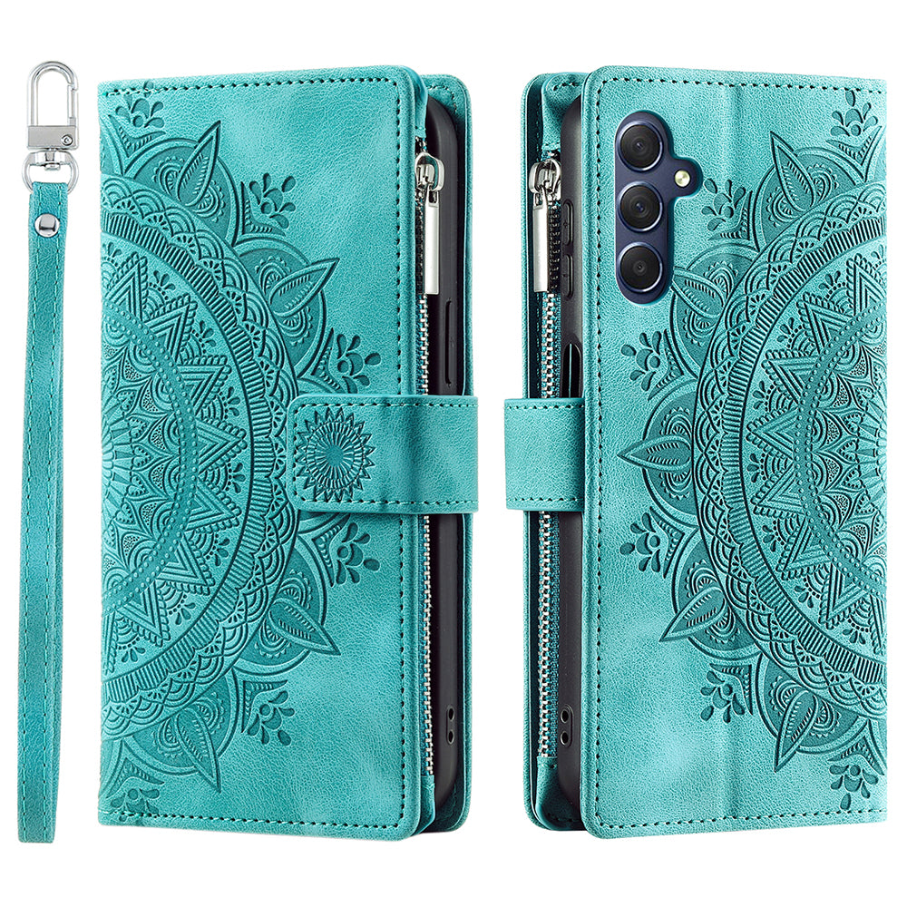 For Samsung Galaxy M54 5G / F54 5G Imprinted Phone Case Imprinted Mandala Flower Pattern PU Leather Stand Cover