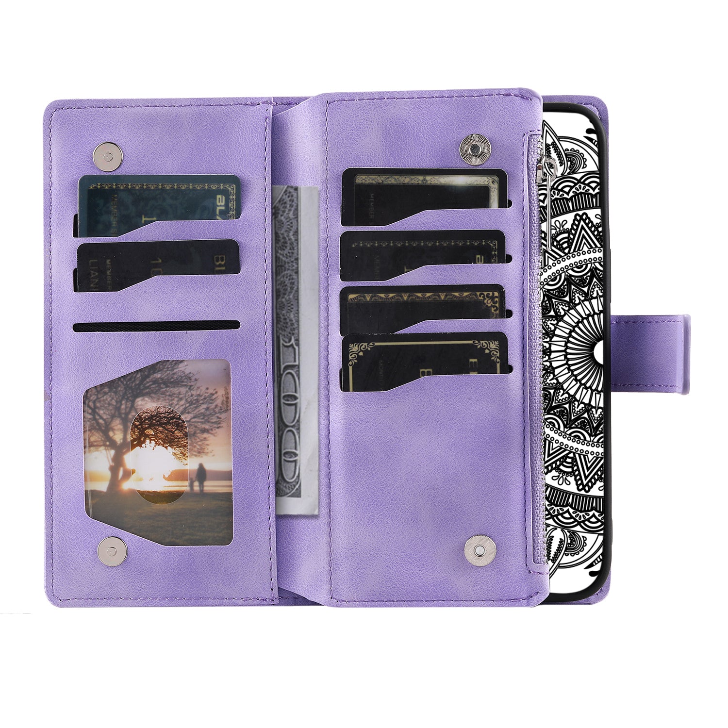 For Samsung Galaxy M54 5G / F54 5G Imprinted Phone Case Imprinted Mandala Flower Pattern PU Leather Stand Cover