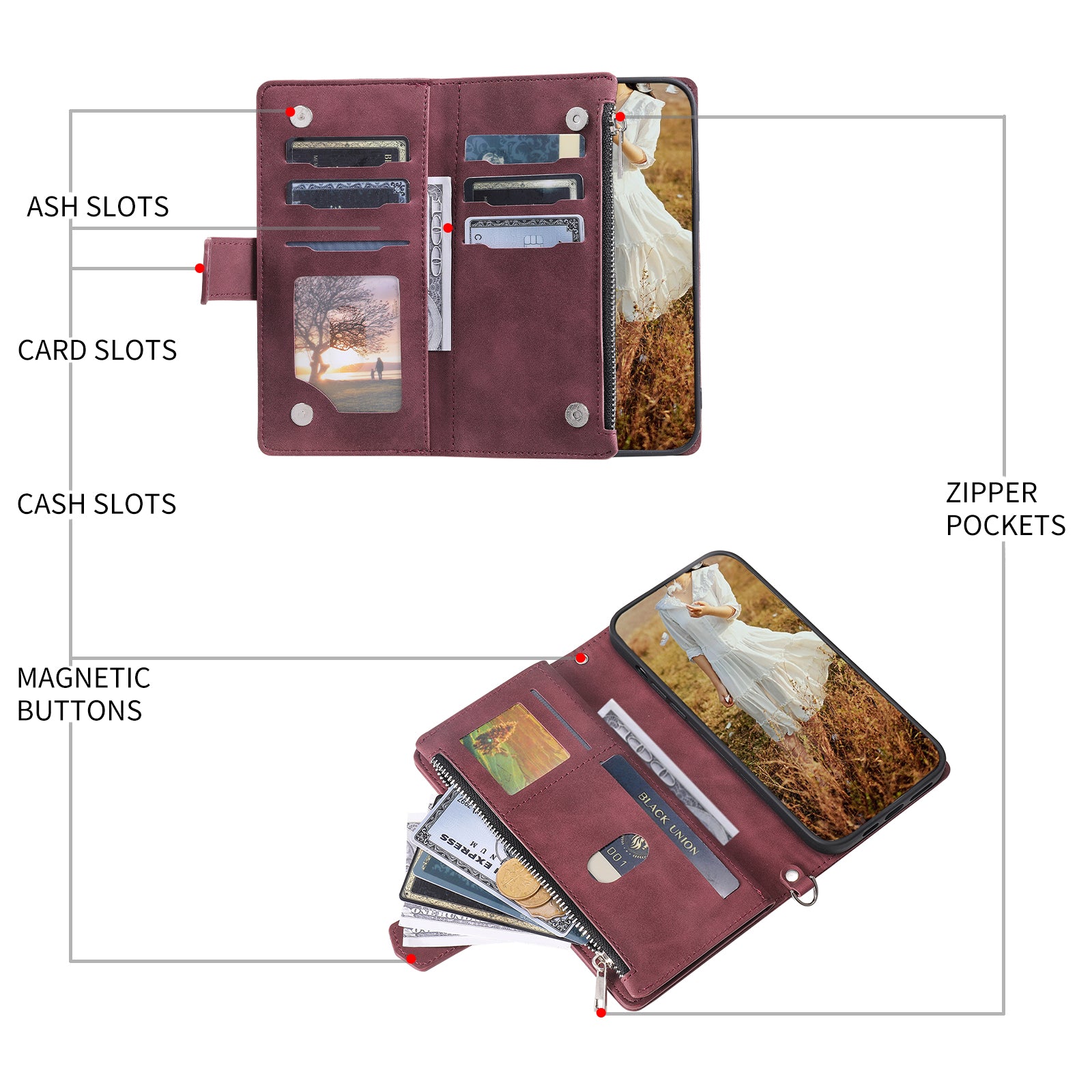 For Samsung Galaxy M54 5G / F54 5G PU Leather Phone Case Rhombus Pattern Imprinted Zipper Pocket Wallet Stand Cover with Strap