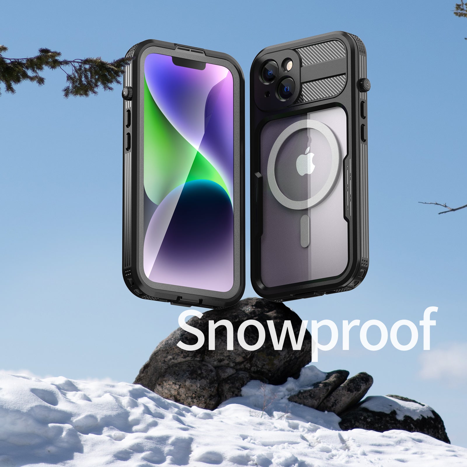 SHELLBOX IP68 Waterproof Case for iPhone 14 Compatible with MagSafe PC+TPU Transparent Back Phone Cover