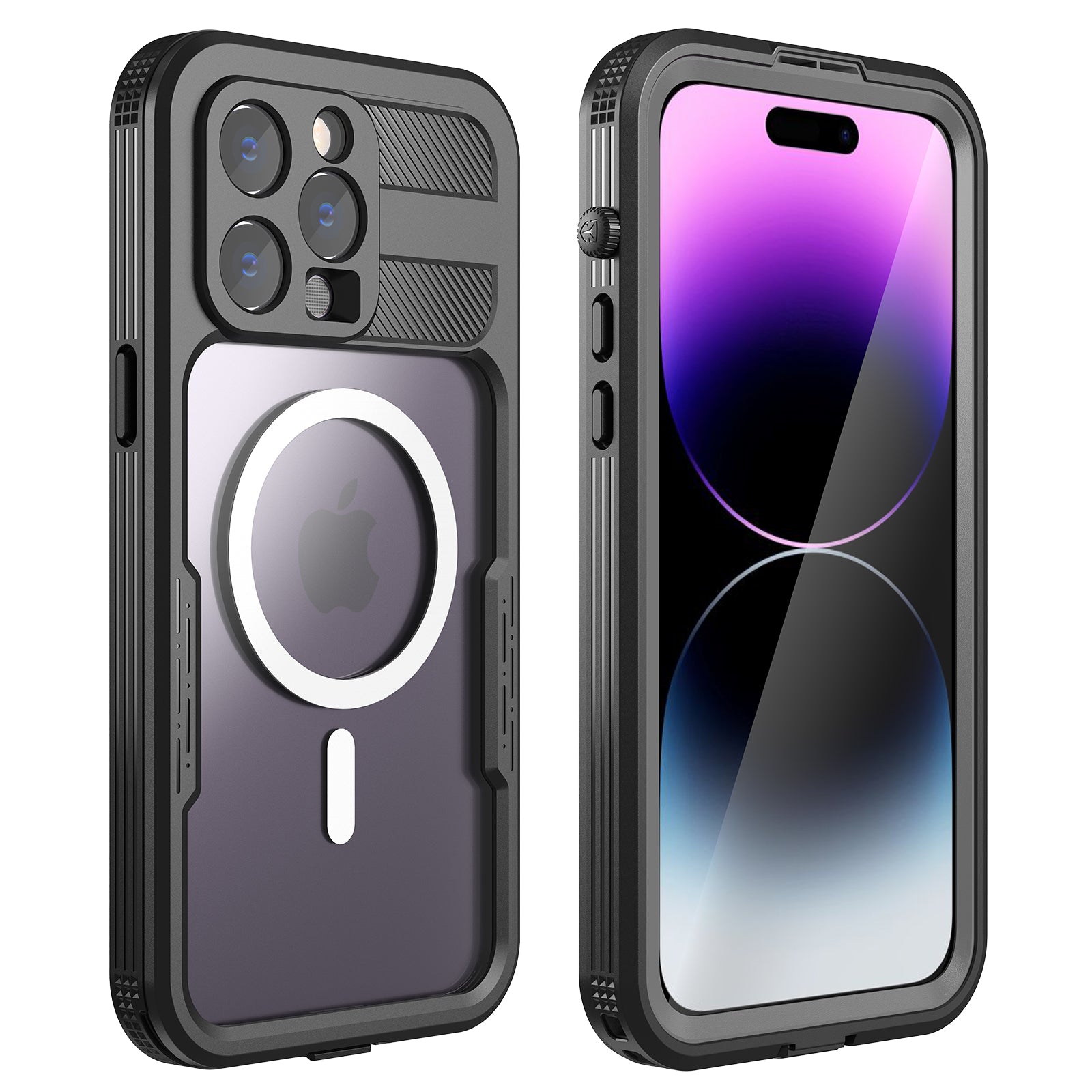 SHELLBOX For iPhone 14 Pro Max IP68 Waterproof Phone Case Compatible with MagSafe Transparent Back PC+TPU Cover