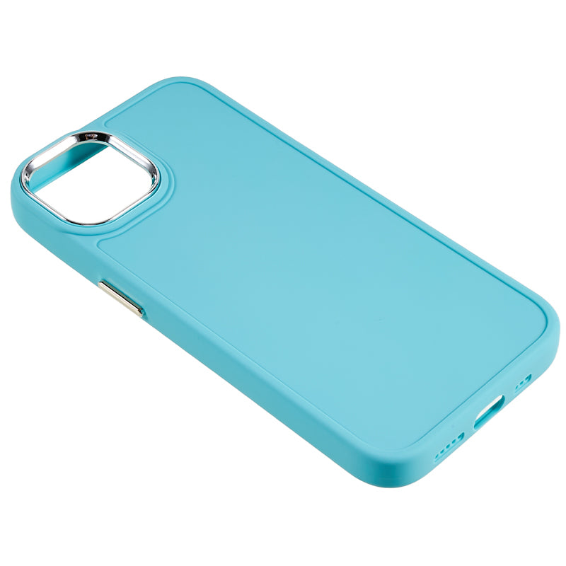 For iPhone 14 Plus Anti-scratch Soft TPU Phone Case with Metal Lens Frame Metal Button Cover