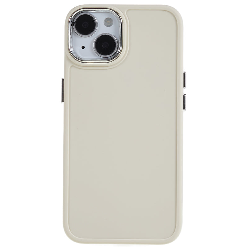 For iPhone 14 Plus Anti-scratch Soft TPU Phone Case with Metal Lens Frame Metal Button Cover