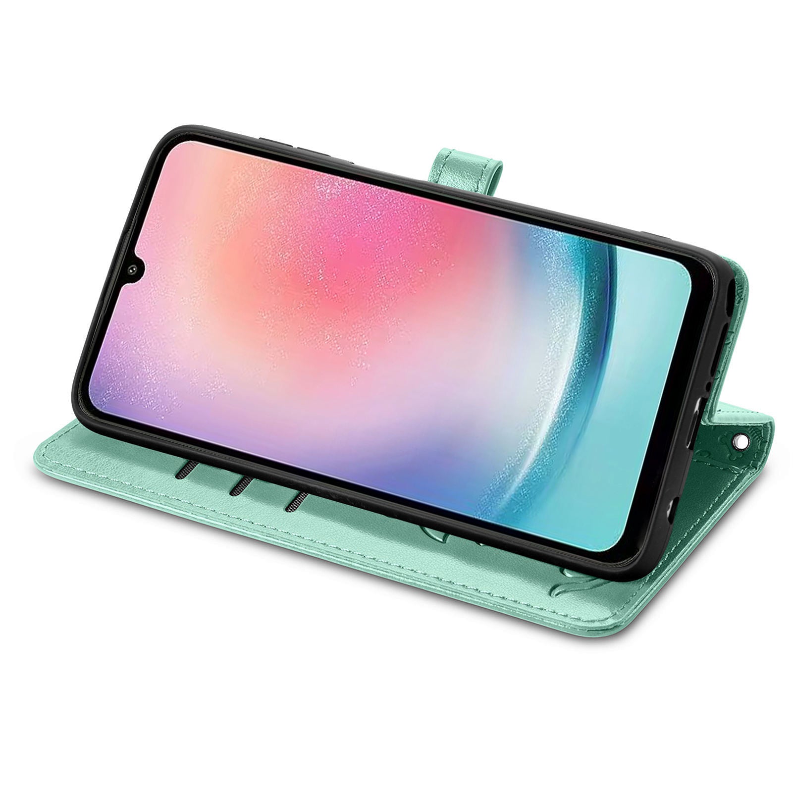 Pouzdro na telefon z PU kožené peněženky pro Samsung Galaxy A24 4G Kryt na telefon s potiskem kočičího psa