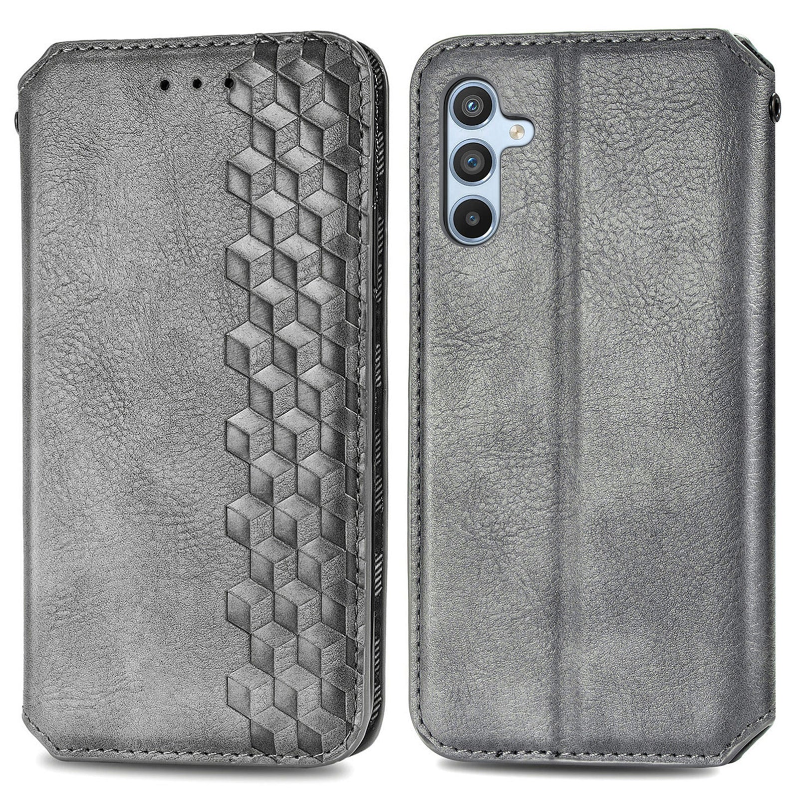 Til Samsung Galaxy A34 5G påtrykt Rhombus læder telefoncover Slim-Fit Wallet Phone Stand Case