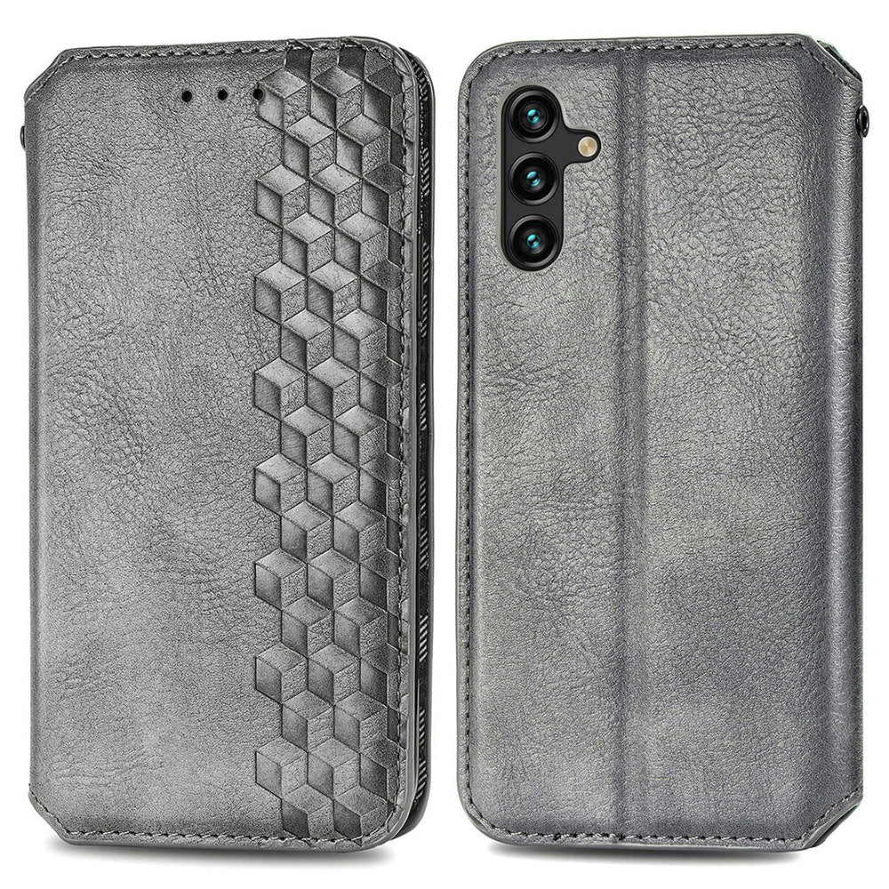 Til Samsung Galaxy A24 4G Rhombus Imprint Mobiltelefoncover Stødsikkert læderpung telefonholder etui
