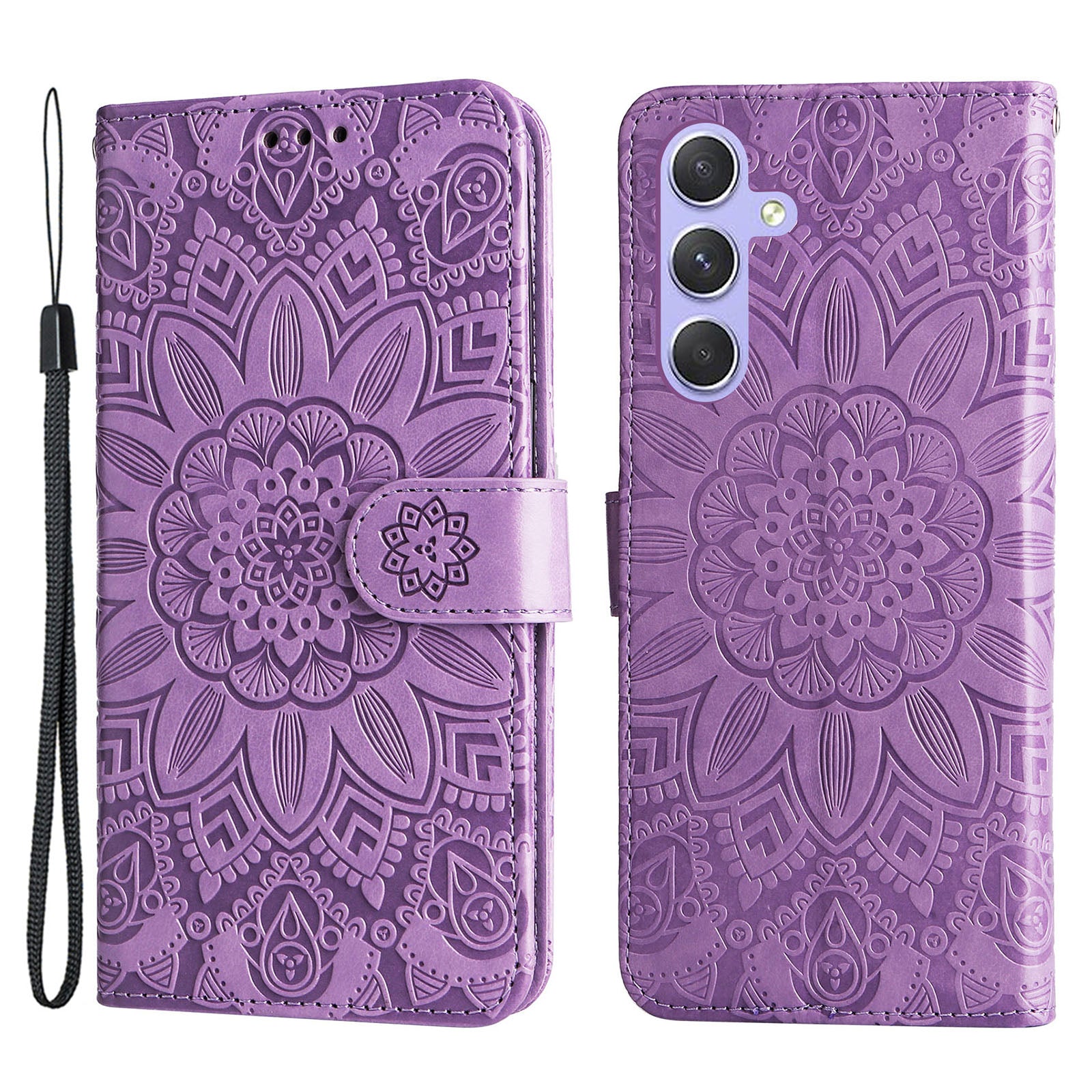 For Samsung Galaxy M54 5G / F54 5G PU Leather Flip Phone Case Sunflower Imprinted Stand Wallet Cover