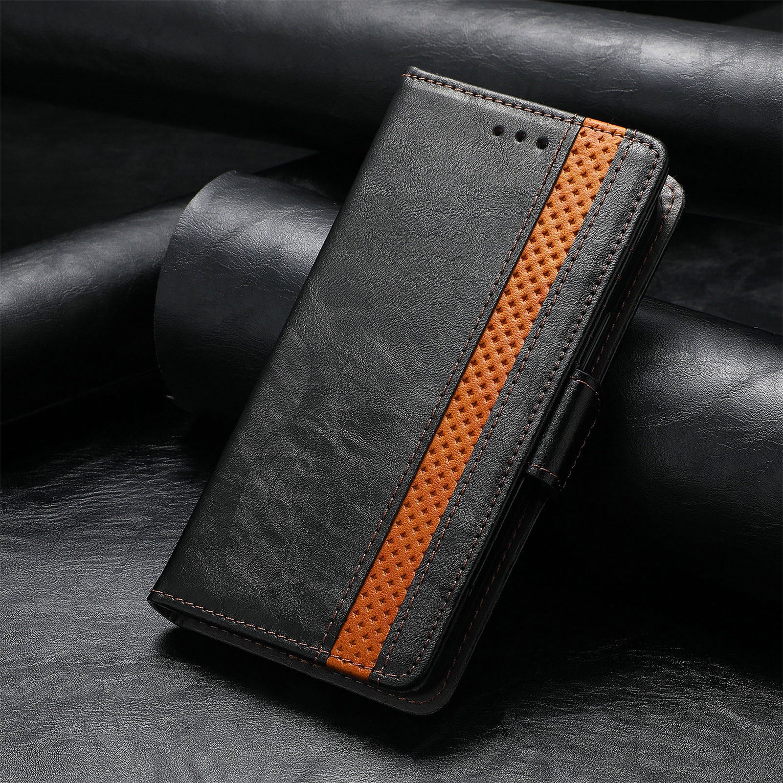 CASENEO 002 Series For Samsung Galaxy A34 5G PU Leather RFID Blocking Phone Case Wallet Stand Splicing Cover