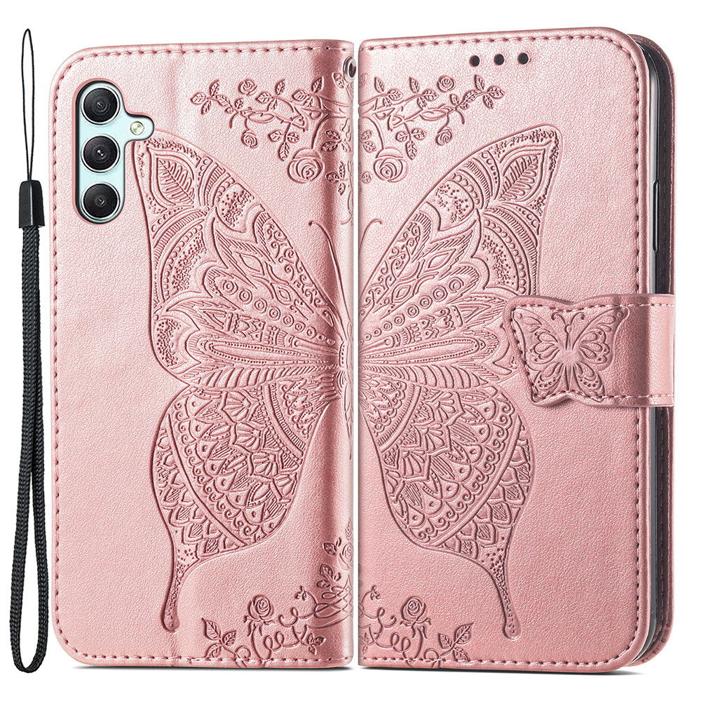 For Samsung Galaxy A34 5G Butterfly Imprinted Leather Wallet Case Flip Stand Phone Cover