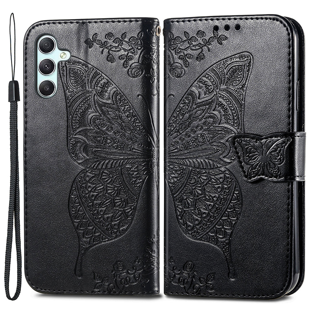 For Samsung Galaxy A34 5G Butterfly Imprinted Leather Wallet Case Flip Stand Phone Cover