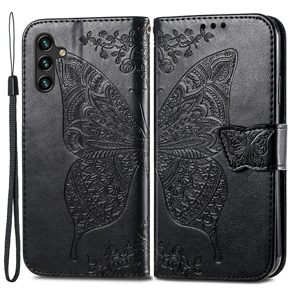Til Samsung Galaxy A24 4G Stand Wallet Case PU Læder Butterfly påtrykt flip telefoncover