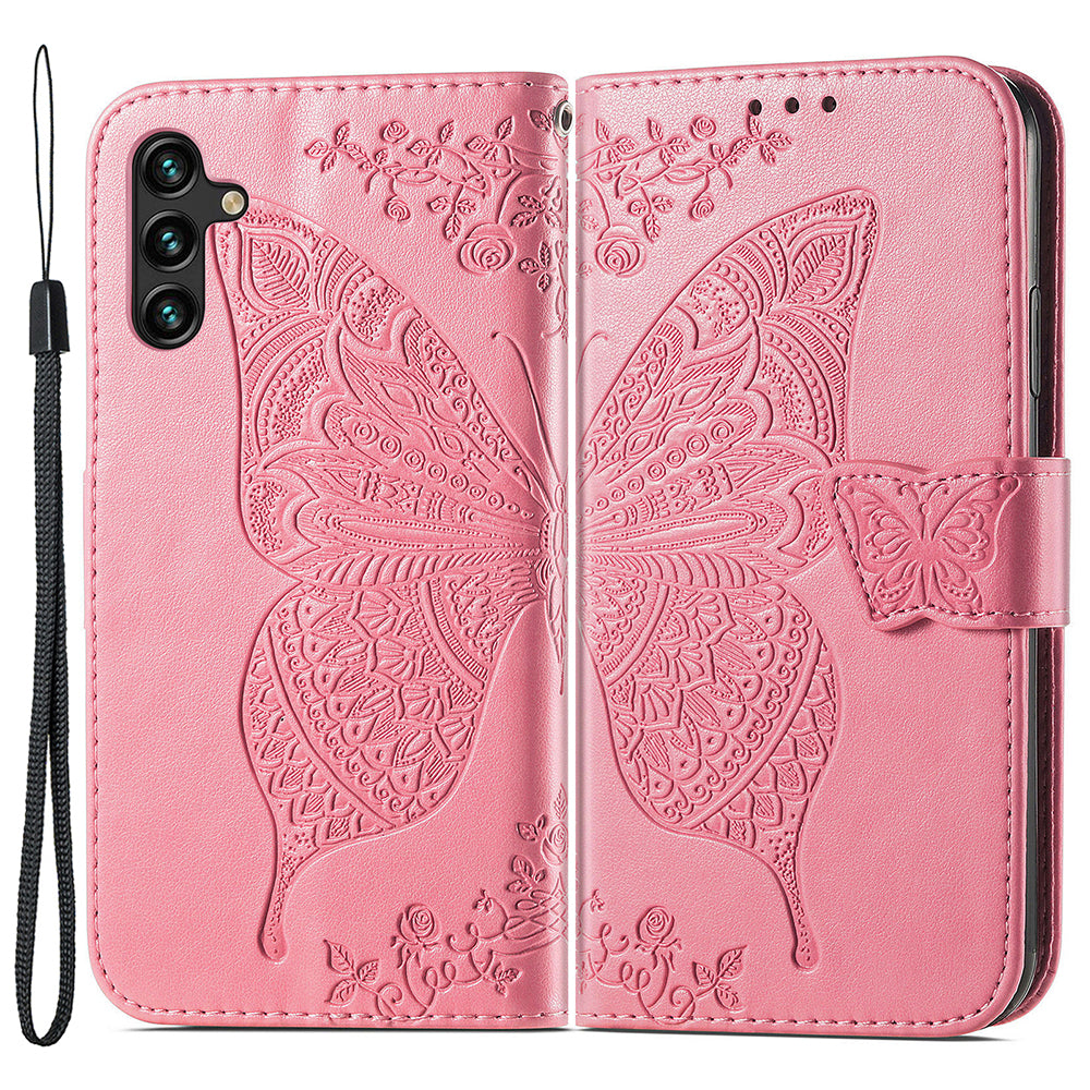 Til Samsung Galaxy A24 4G Stand Wallet Case PU Læder Butterfly påtrykt flip telefoncover