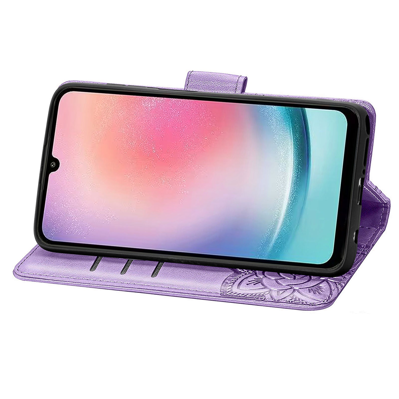 Til Samsung Galaxy A24 4G Stand Wallet Case PU Læder Butterfly påtrykt flip telefoncover