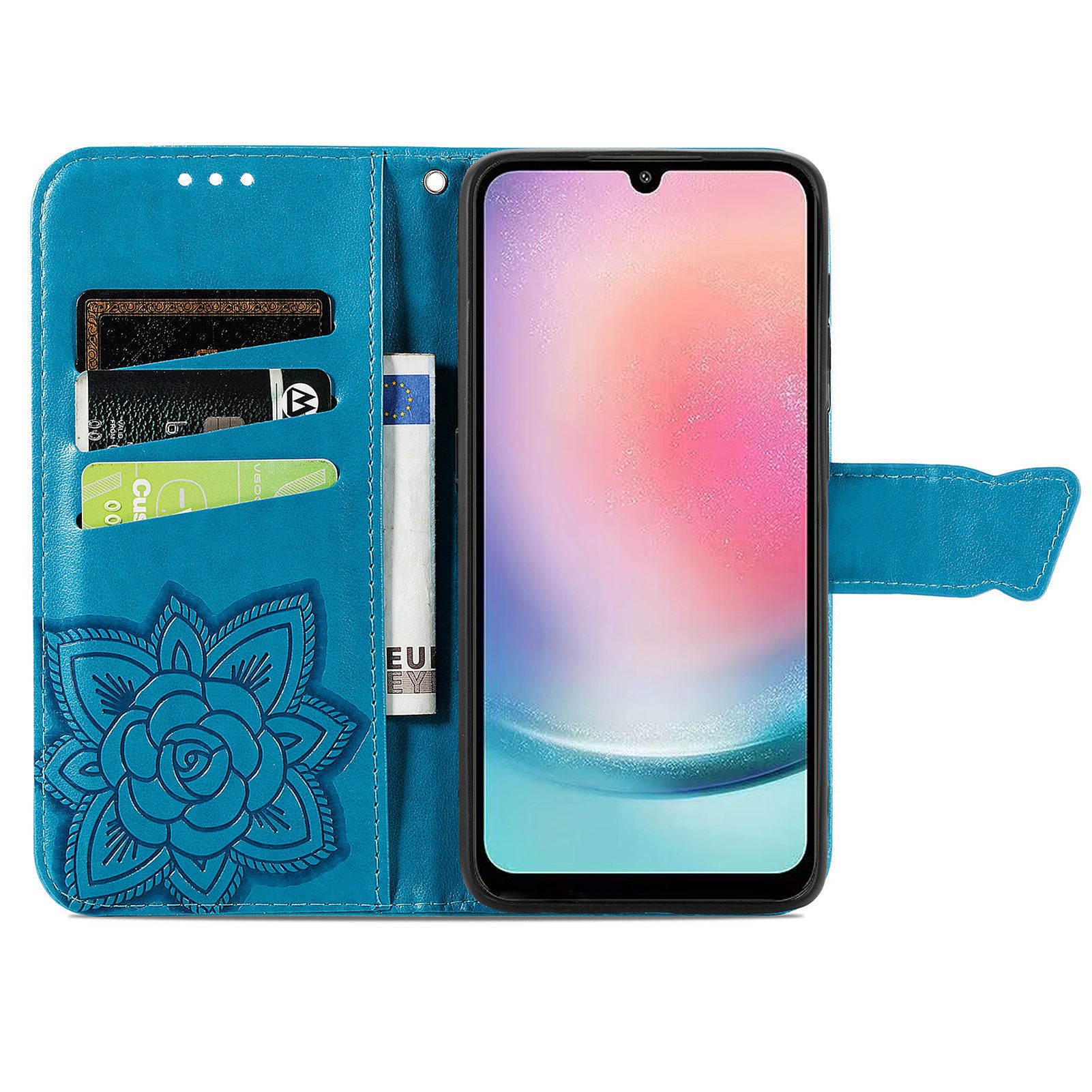Til Samsung Galaxy A24 4G Stand Wallet Case PU Læder Butterfly påtrykt flip telefoncover
