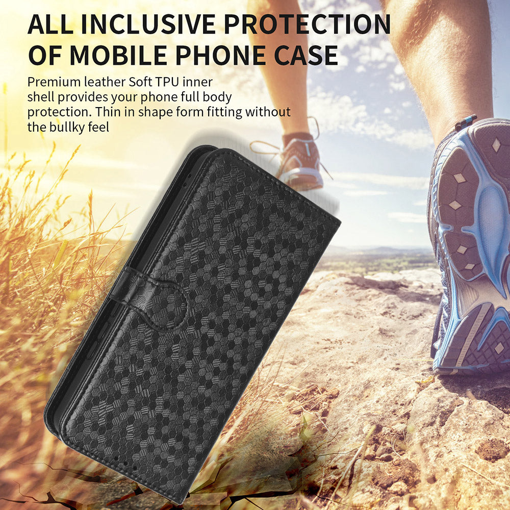 For Samsung Galaxy M54 5G / F54 5G Leather Phone Case Imprinted Dot Pattern Smartphone Cover with Stand Wallet
