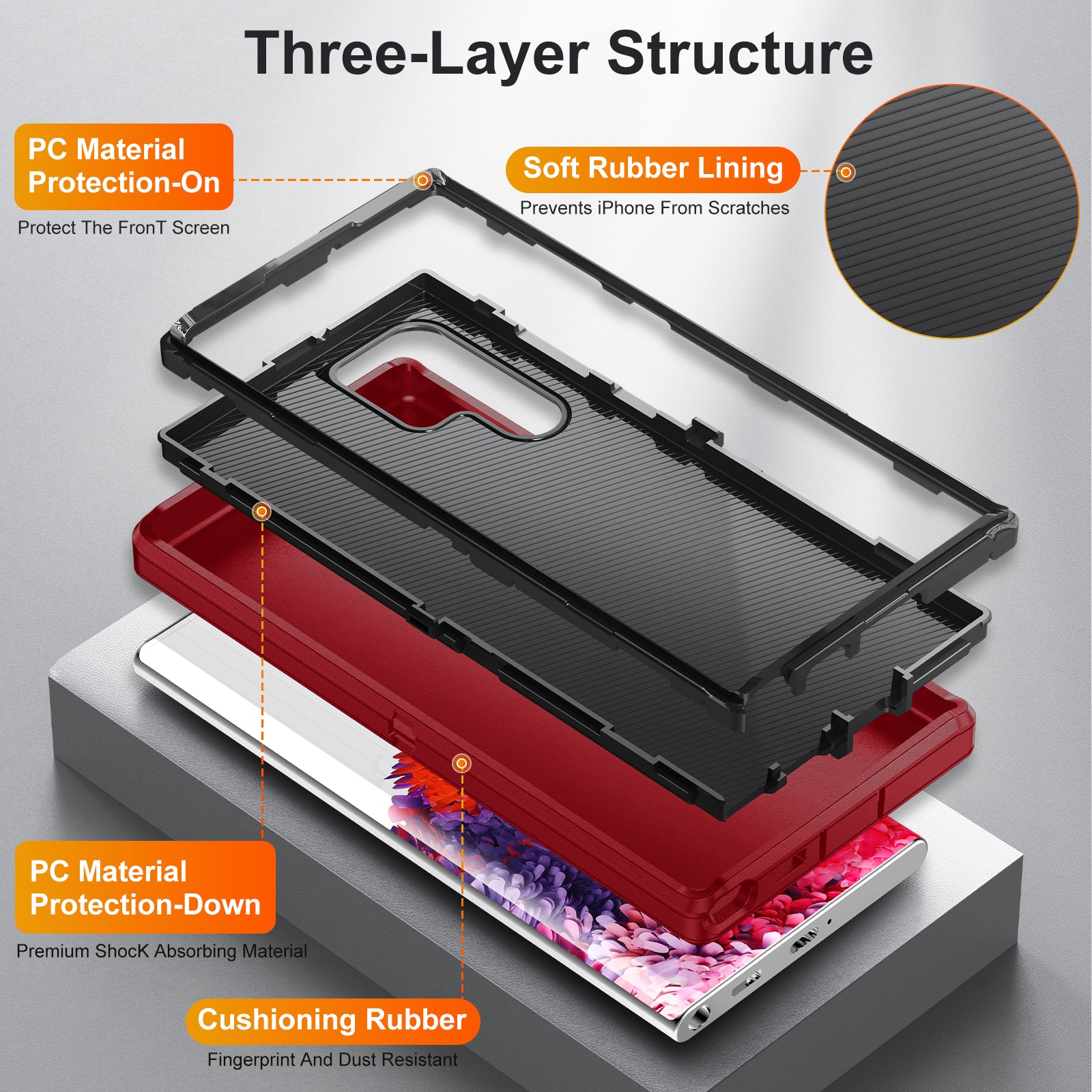 For Samsung Galaxy S22 Ultra 5G Protective Case TPU PC Shockproof Phone Cover