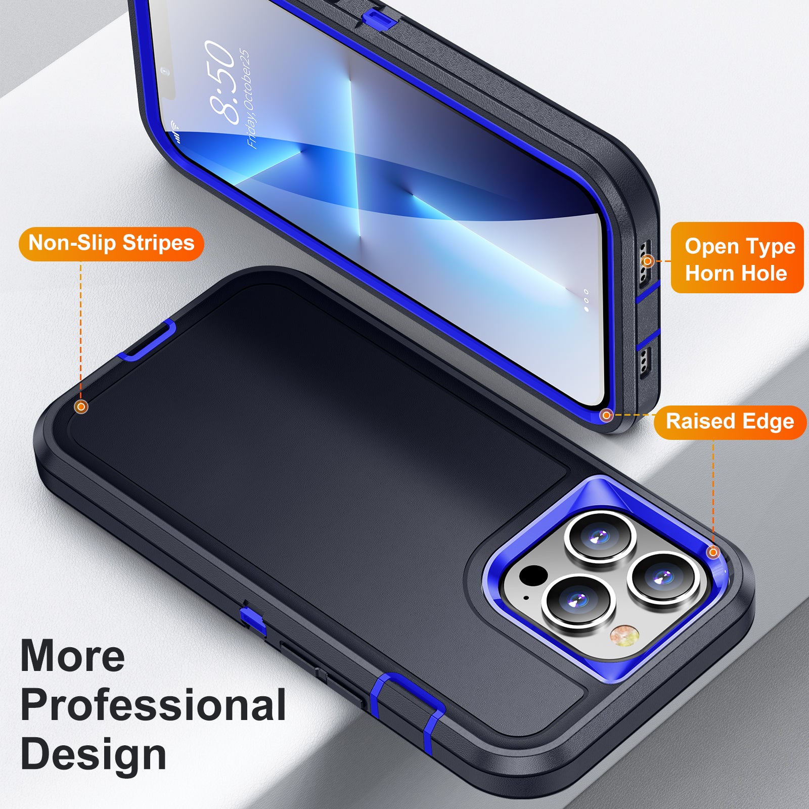For iPhone 13 Pro Max Back Phone Case TPU+PC Shockproof Protection Phone Cover