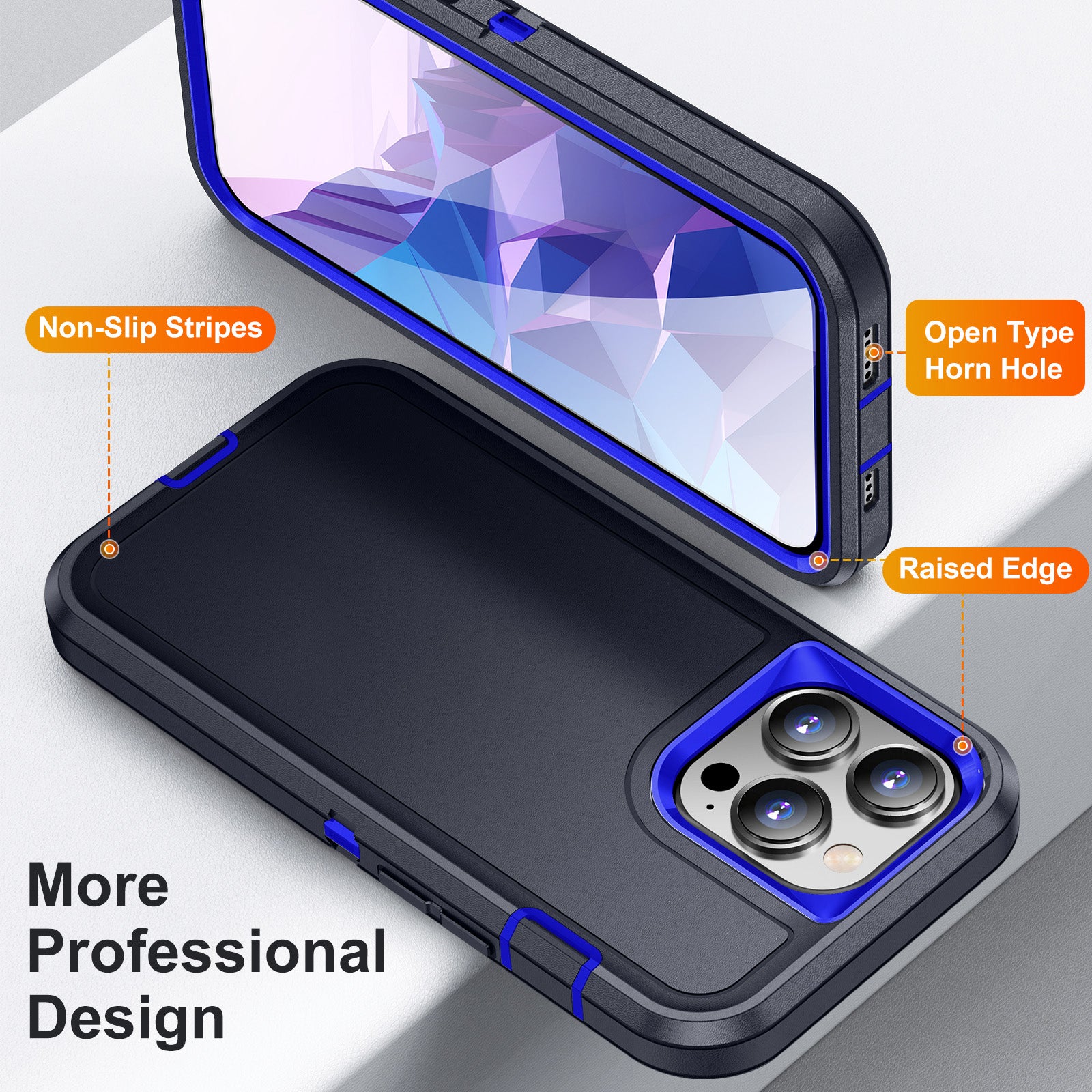For iPhone 14 Pro Shock-Absorbing Phone Case TPU+PC+Inner EVA Paper Shockproof Cover