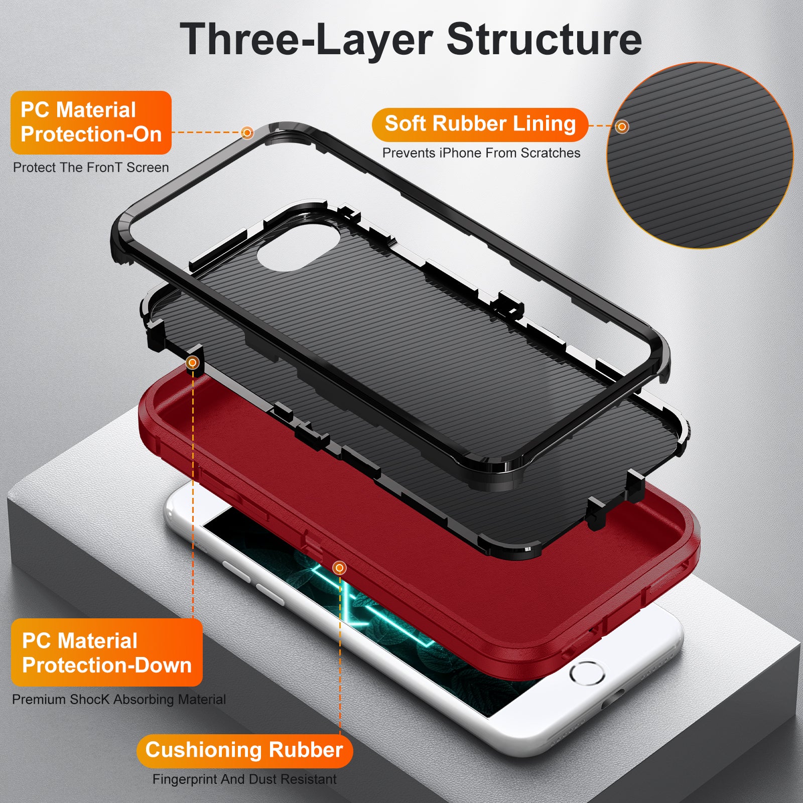For iPhone 7 8 SE (2020) Phone Case TPU+PC Scratch Resistant Cover