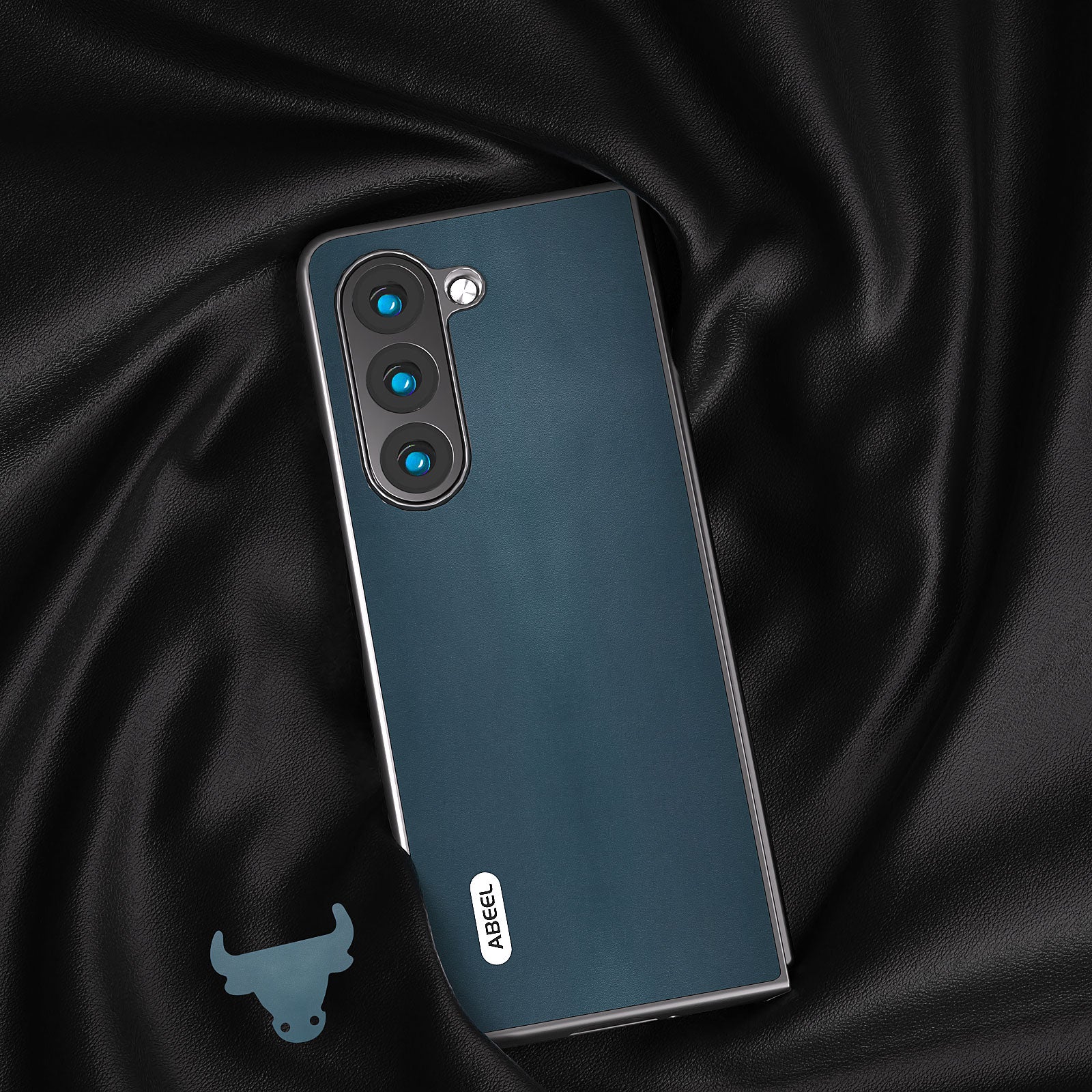 ABEEL For Samsung Galaxy Z Fold5 5G Shockproof Phone Case Genuine Cow Leather Hard PC Folding Cover