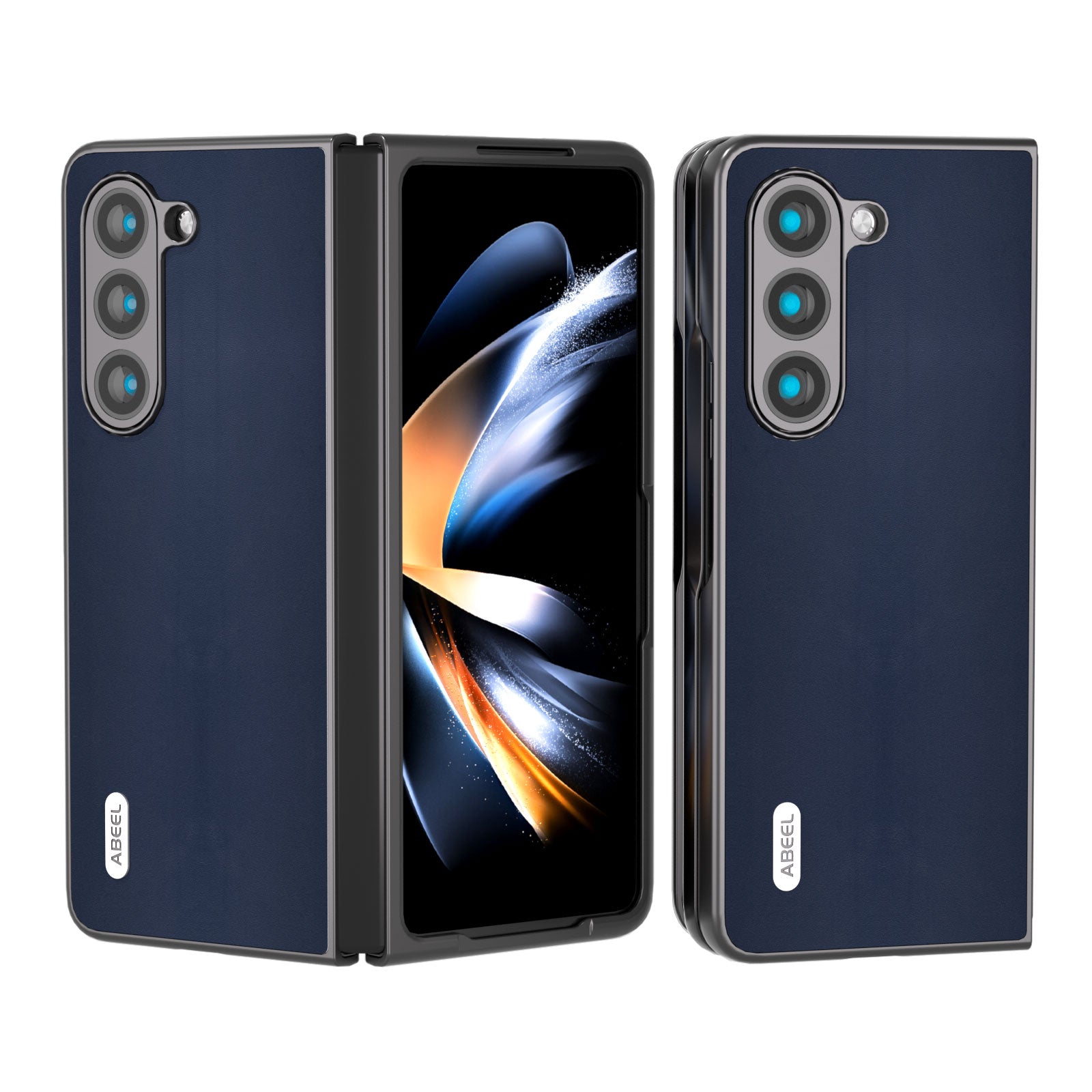 ABEEL For Samsung Galaxy Z Fold5 5G Shockproof Phone Case Genuine Cow Leather Hard PC Folding Cover