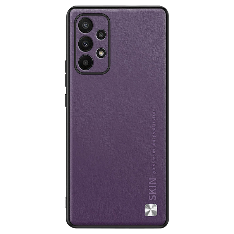 Phone Cover for Samsung Galaxy A33 5G PU Leather Coated PC TPU Case with Metal Decor