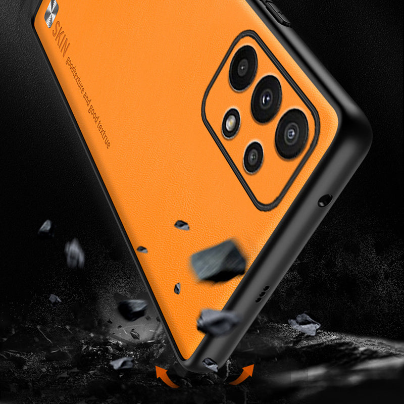 For Samsung Galaxy A73 5G PU Leather Coated PC TPU Case Mobile Phone Cover with Metal Decor