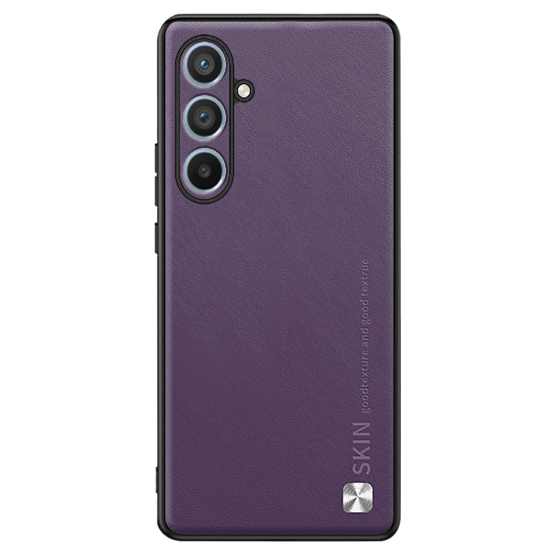 Metal Decor Shell for Samsung Galaxy A54 5G PU Leather Coated PC TPU Phone Protective Case