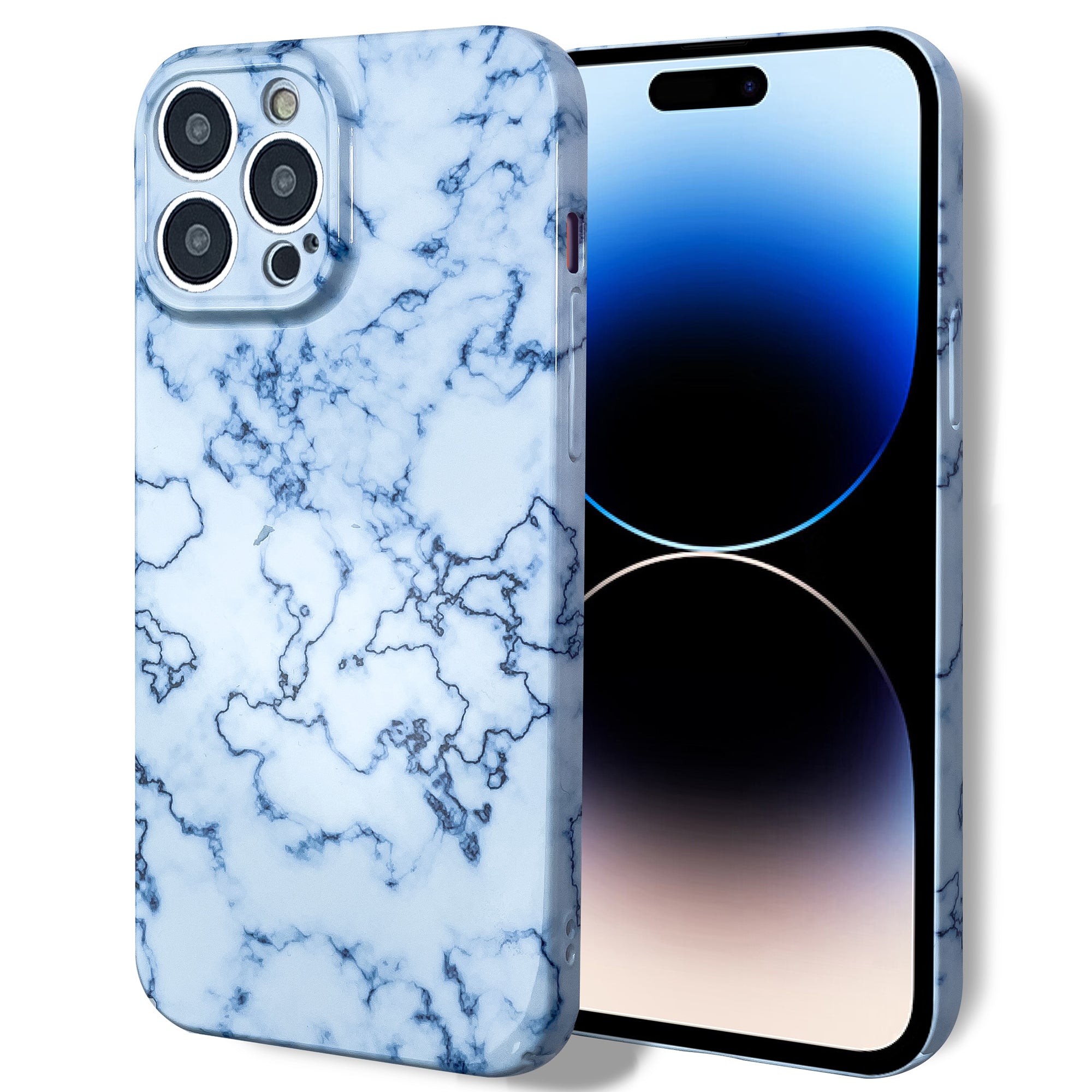 For iPhone 14 Pro Max Back Protector Marble Pattern Anti-scratch Case Hard PC Phone Cover