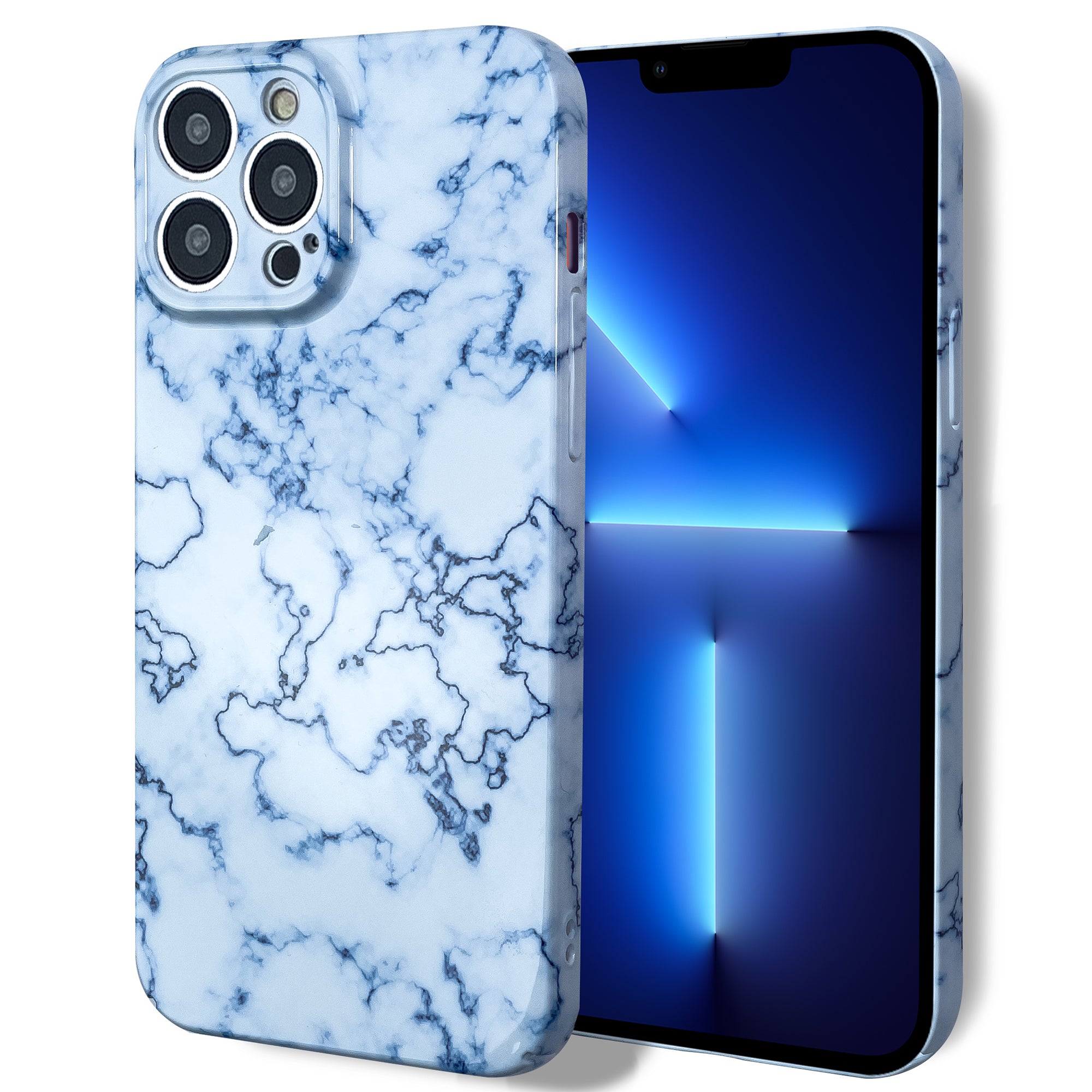 Pouzdro odolné proti pádu pro iPhone 13 Pro Max 6,7 palců Chránič zad s mramorovým vzorem Pevný kryt telefonu PC