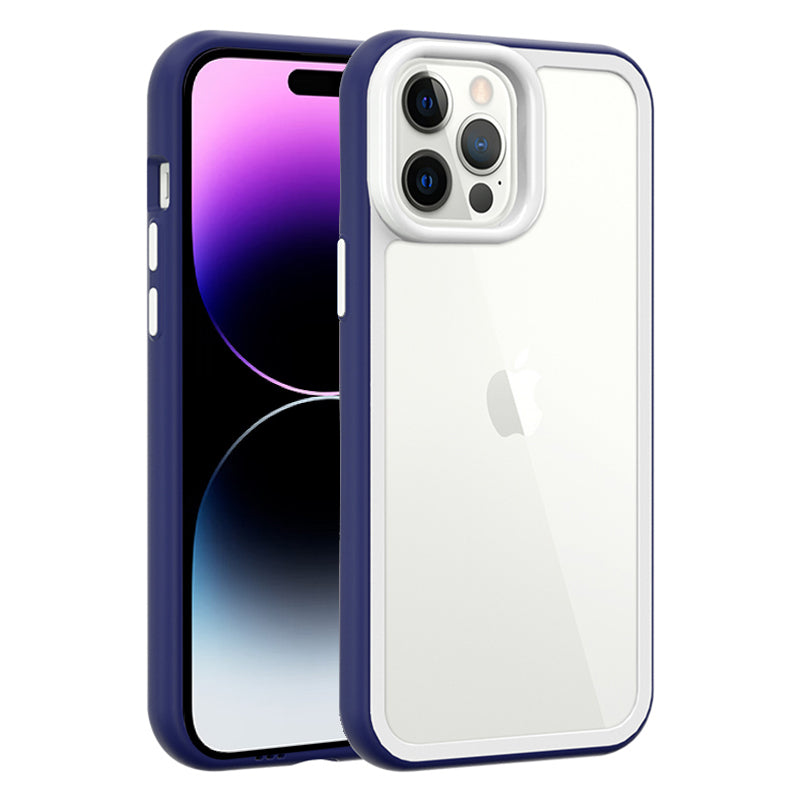 For iPhone 14 Pro Max Clear Phone Case Hard Acrylic Back + Colorful TPU Frame Droppoof Cover