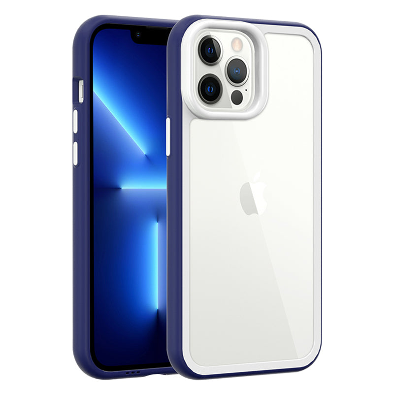 Pro iPhone 13 Pro Max nárazuvzdorné průhledné pouzdro na telefon Akrylová zadní strana + barevný rámeček odnímatelný kryt 2 v 1 
