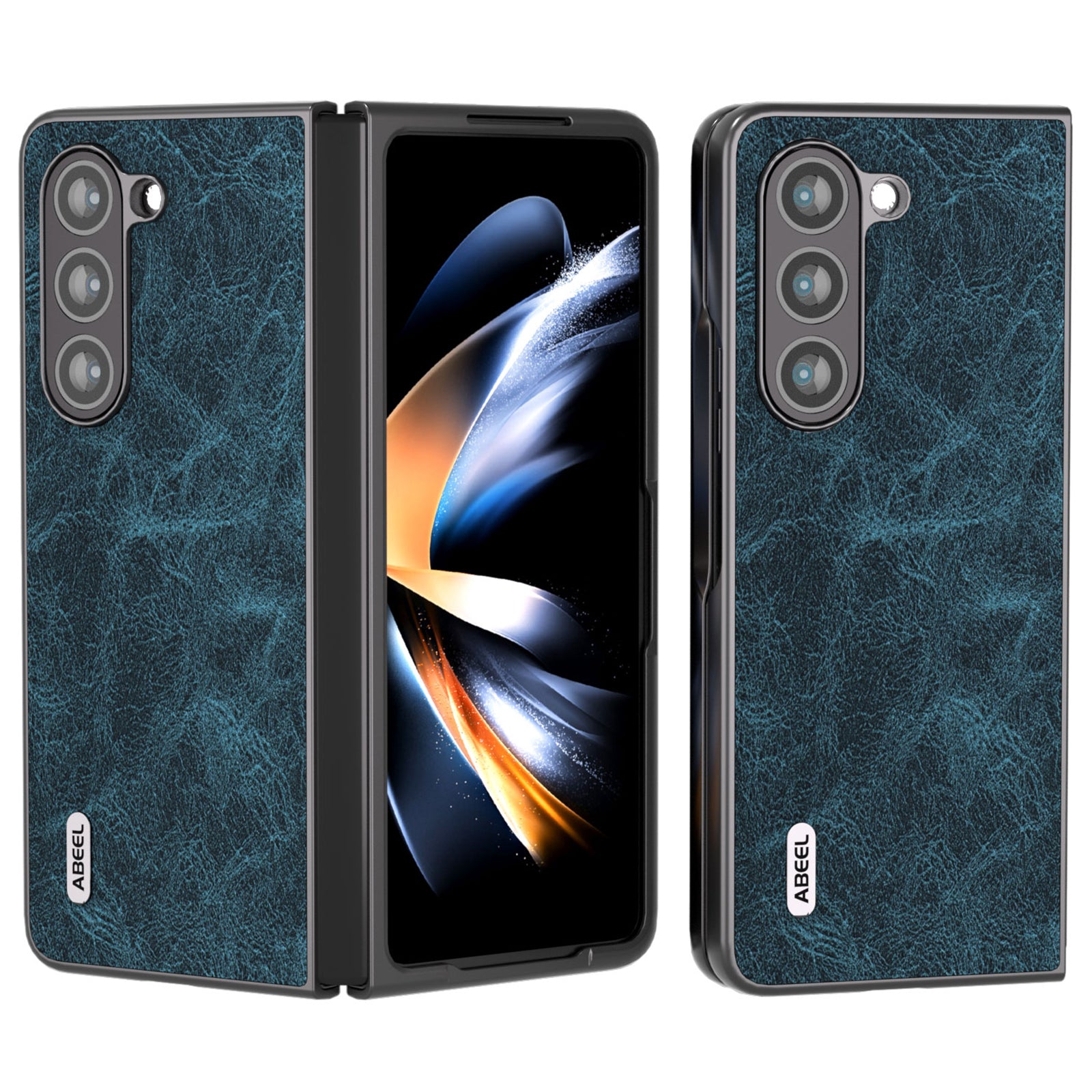 ABEEL For Samsung Galaxy Z Fold5 5G Phone Case Anti-Slip Litchi Texture PU Leather Coated Phone Cover