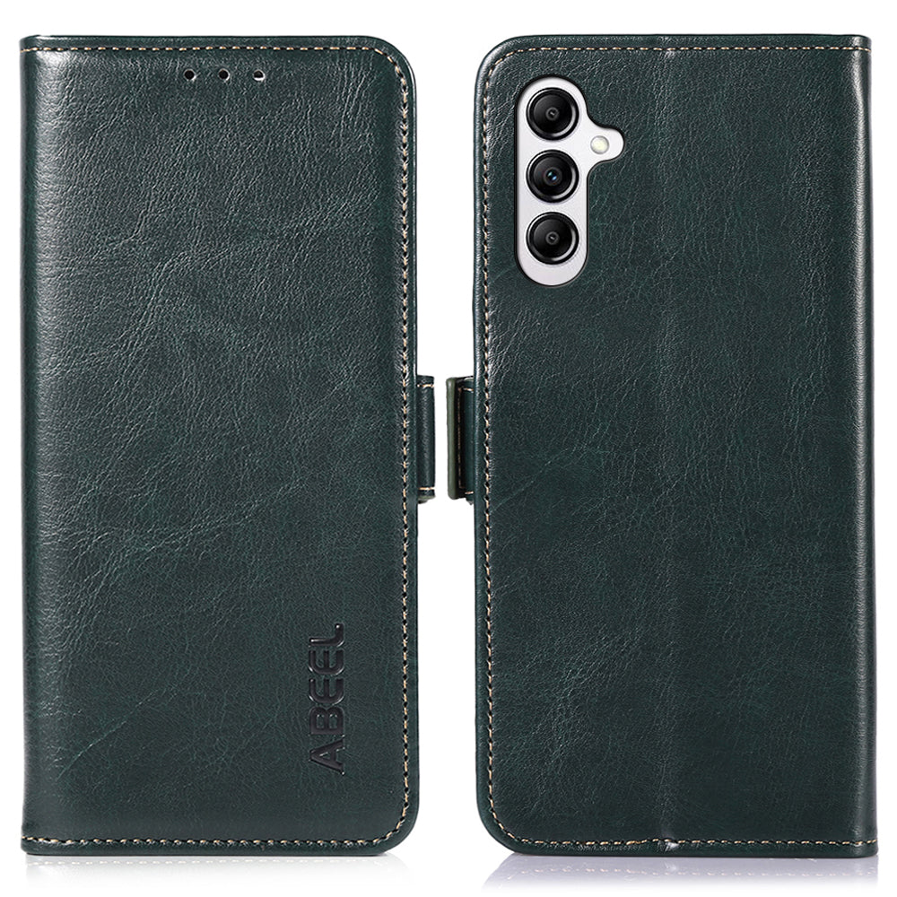ABEEL Phone Case for Samsung Galaxy M14 5G PU Leather Crazy Horse Texture Stand Wallet Cover
