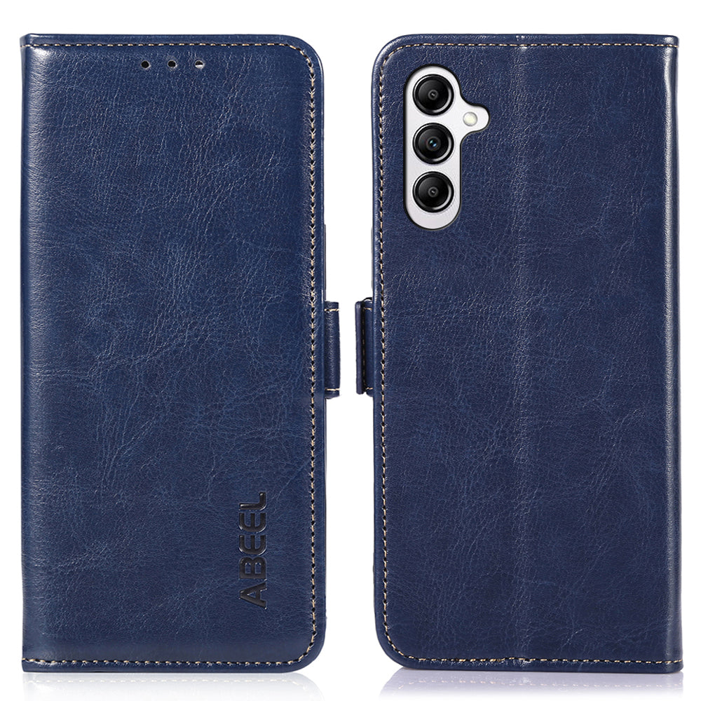 ABEEL For Samsung Galaxy A14 4G / 5G Phone Stand Case PU Leather Wallet Crazy Horse Texture Cover