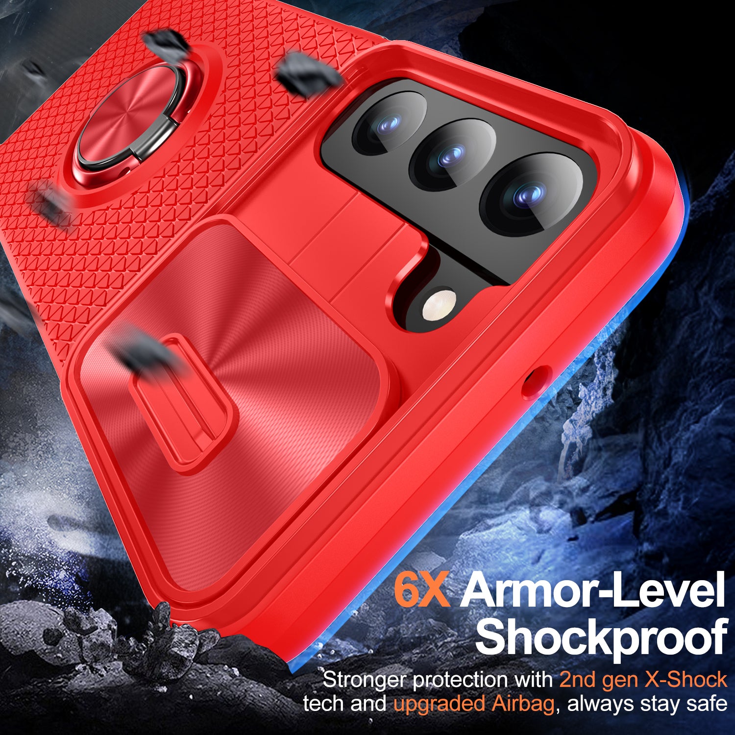 Kickstand Case for Samsung Galaxy S22 5G PC TPU Phone Case with Slide Camera Lens Protector