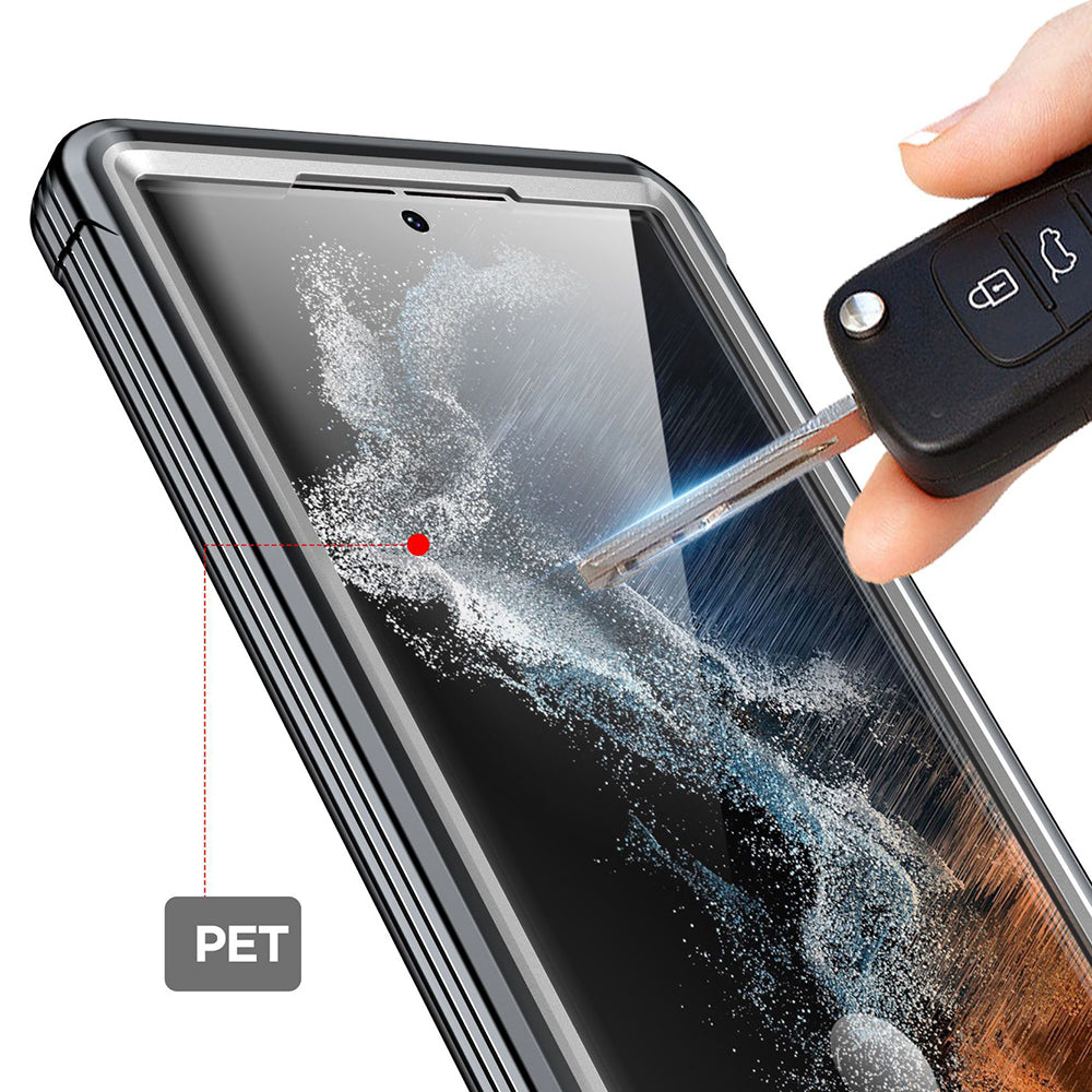 For Samsung Galaxy S22 Ultra 5G Anti-drop Phone Case TPU Frame Clear PC Back Cover with PET Screen Protector